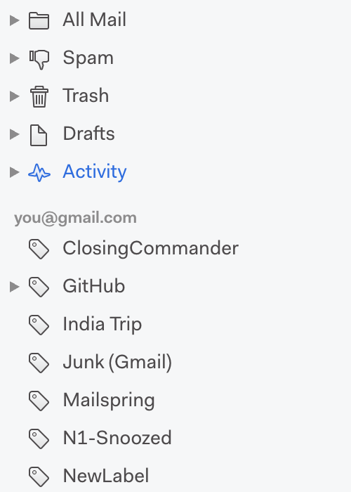 The Activity item in the left sidebar
